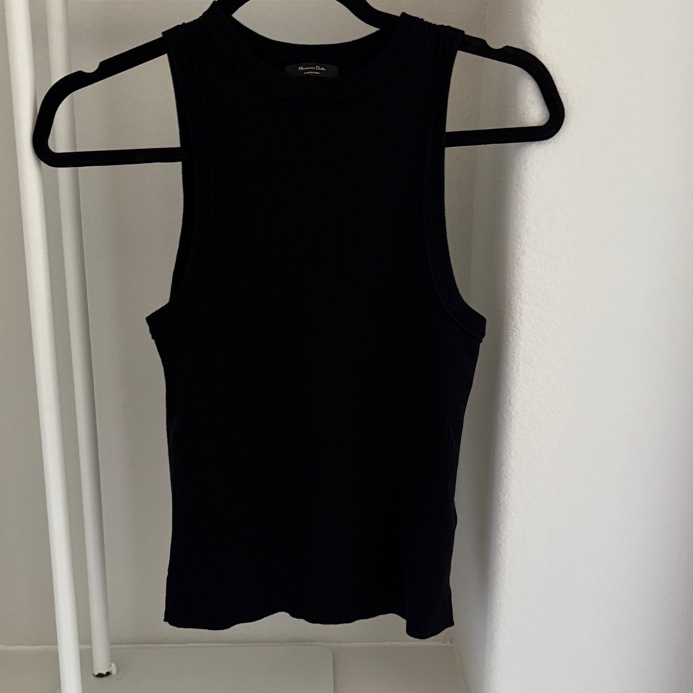 Massimo Dutti Black Ribbed Tank Top